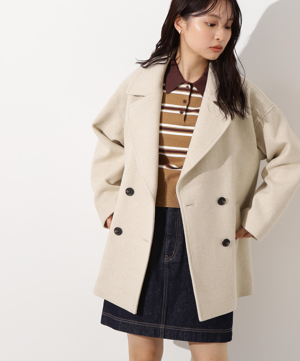 ミドルPコート《ブラウン×ゴールドボタン：LUMINE・LUCUA・official site限定》