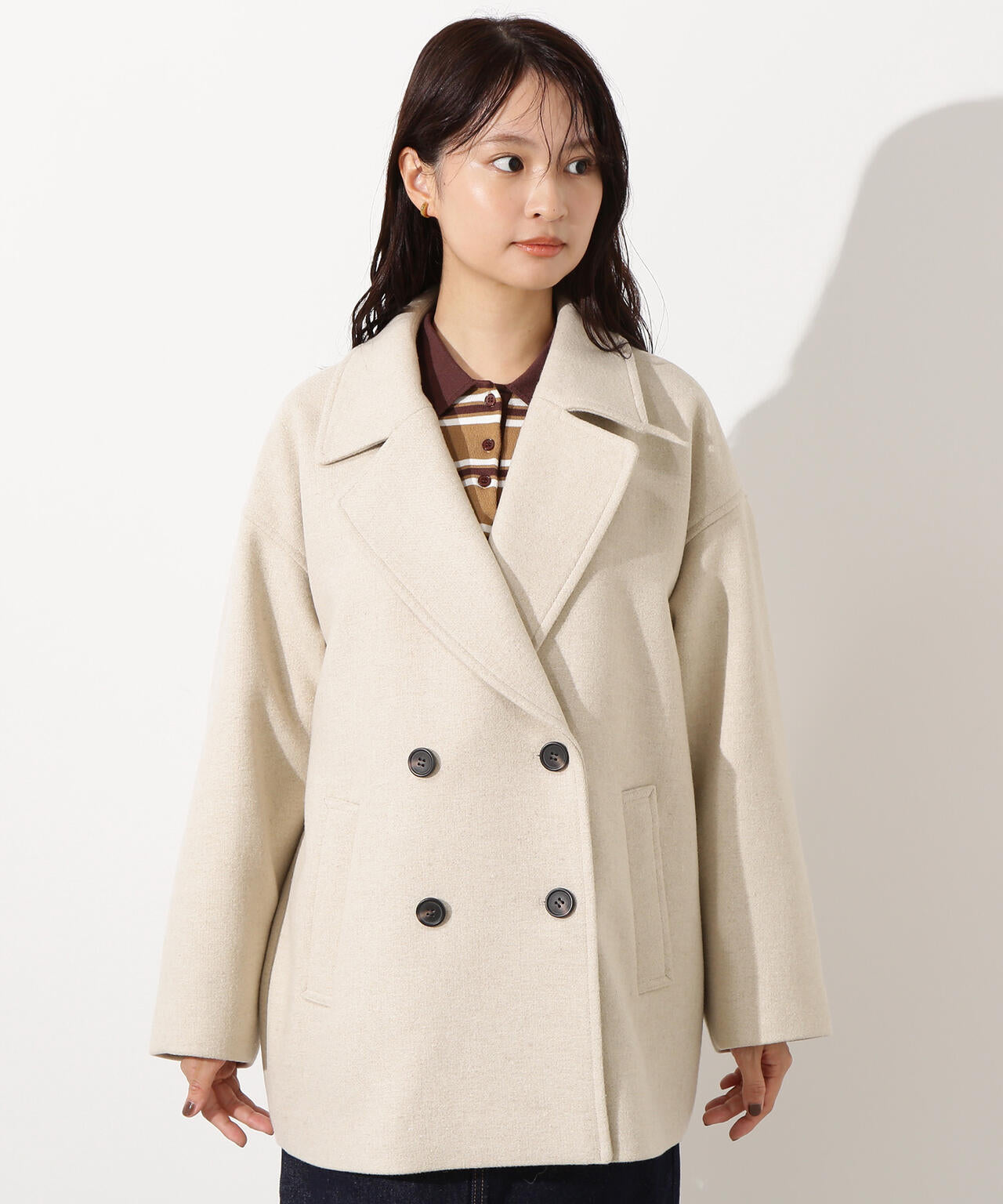 ミドルPコート《ブラウン×ゴールドボタン：LUMINE・LUCUA・official site限定》