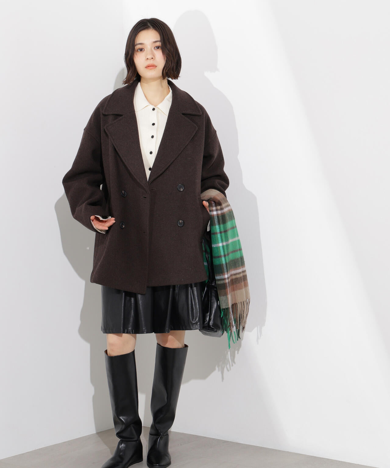 N. NaturalBeautyBasicミドルPコート Sサイズ ブラウン ミドルPコート《ブラウン×ゴールドボタン：LUMINE・LUCUA・official