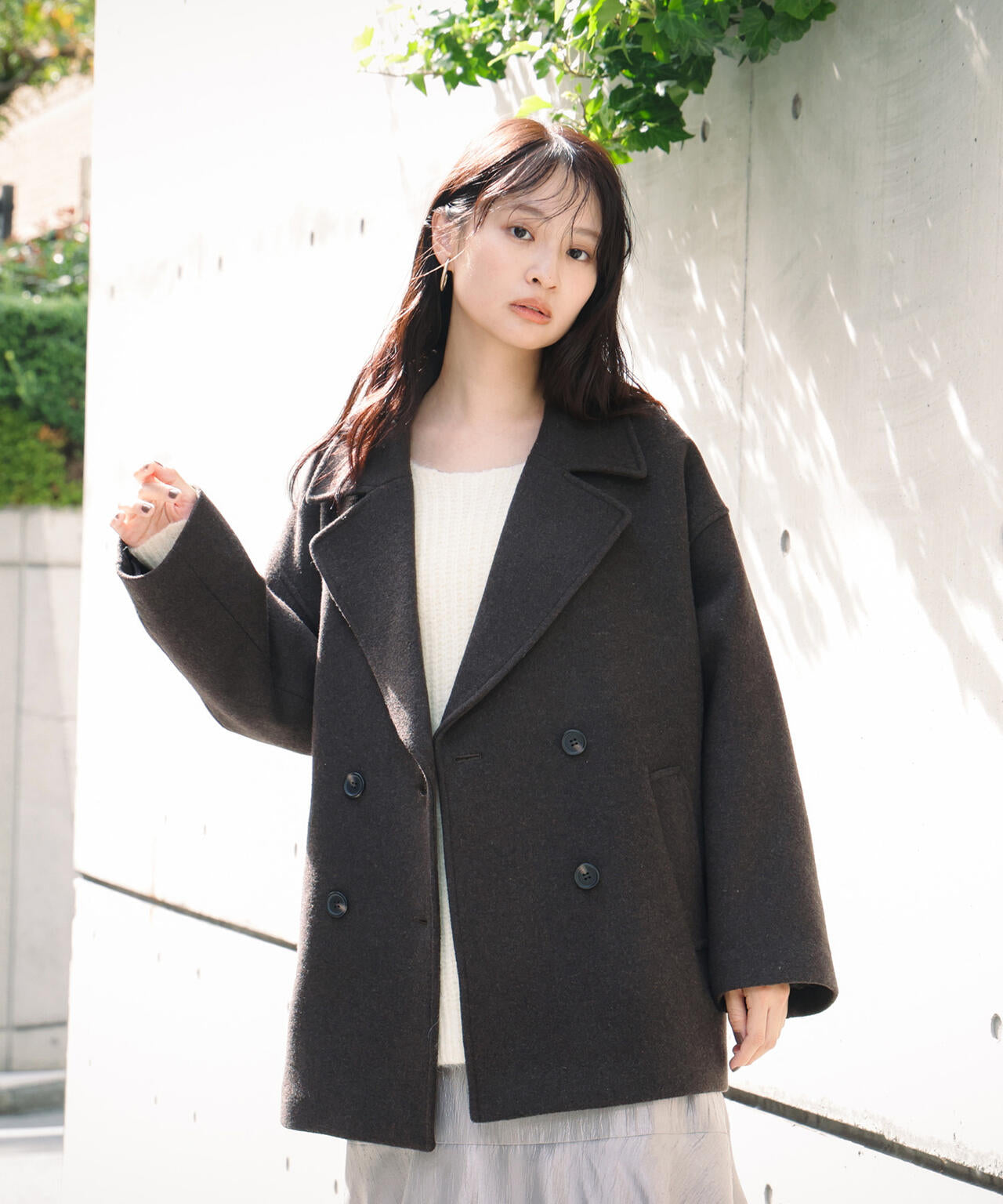 ミドルPコート《ブラウン×ゴールドボタン：LUMINE・LUCUA・official