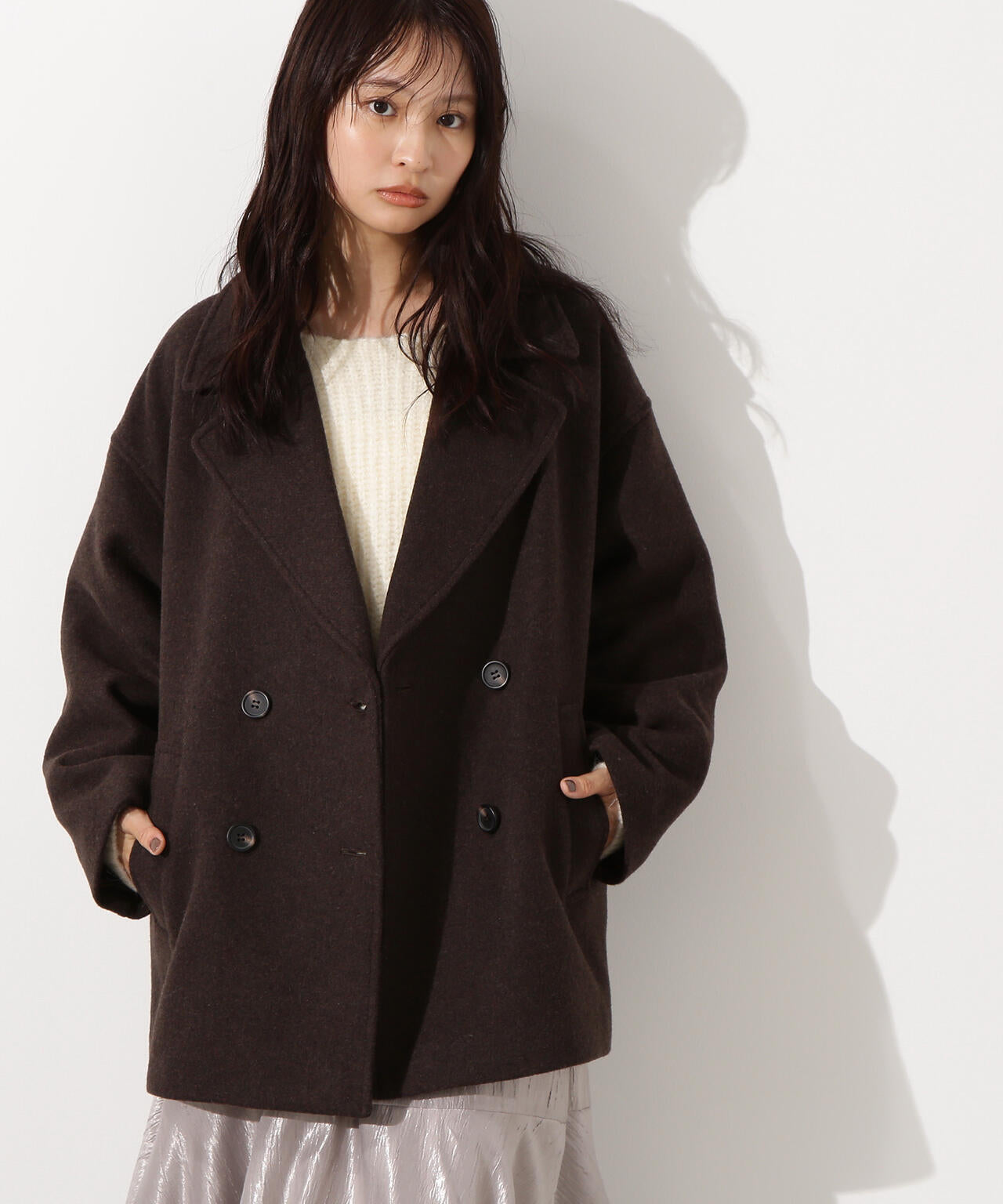 ミドルPコート《ブラウン×ゴールドボタン：LUMINE・LUCUA・official site限定》