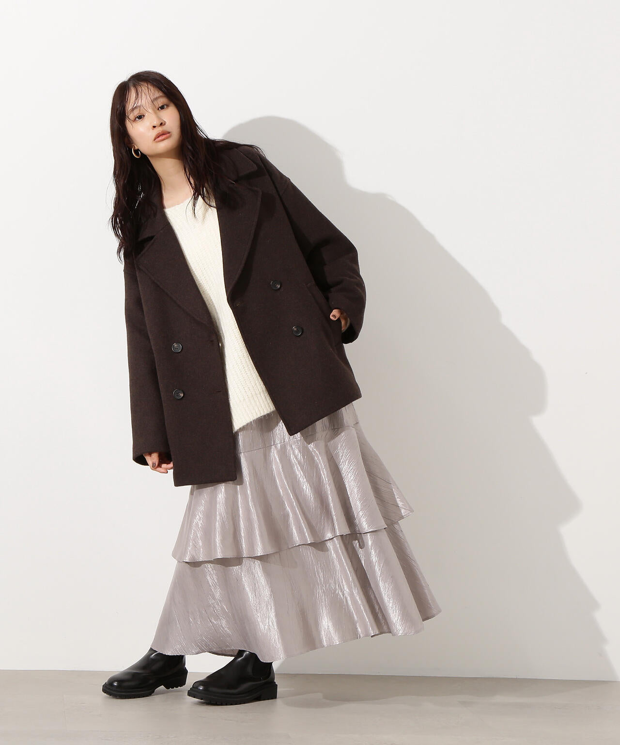 ミドルPコート《ブラウン×ゴールドボタン：LUMINE・LUCUA・official site限定》