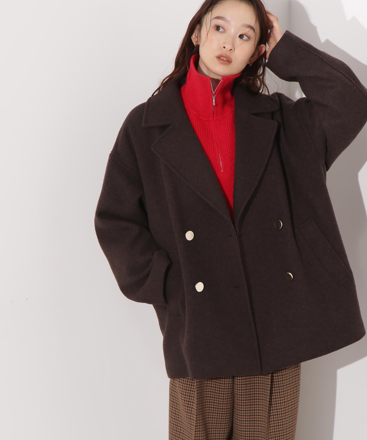 ミドルPコート《ブラウン×ゴールドボタン：LUMINE・LUCUA・official site限定》