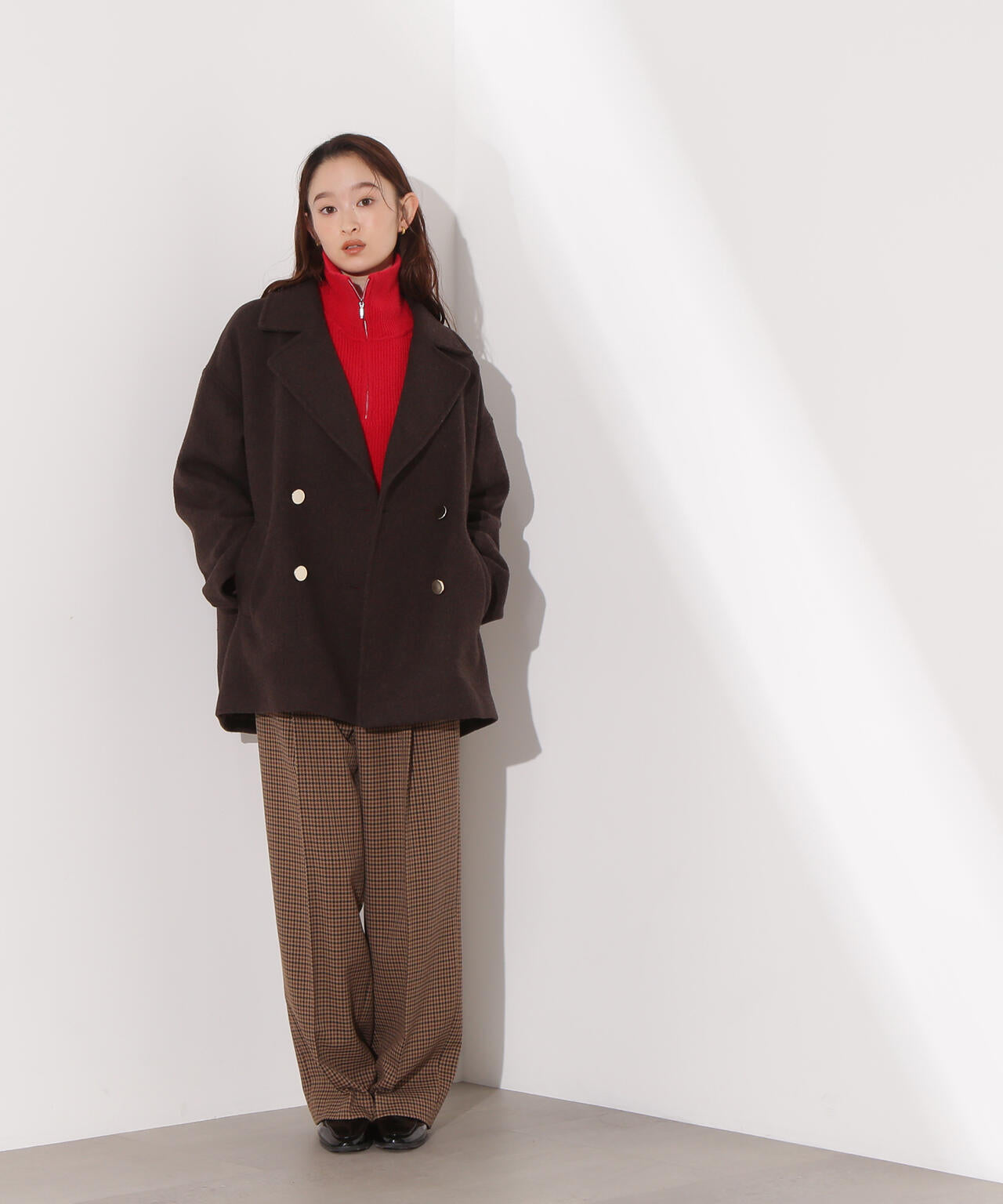 ミドルPコート《ブラウン×ゴールドボタン：LUMINE・LUCUA・official site限定》