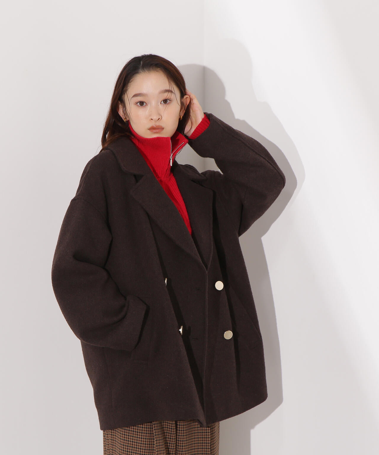 ミドルPコート《ブラウン×ゴールドボタン：LUMINE・LUCUA・official site限定》