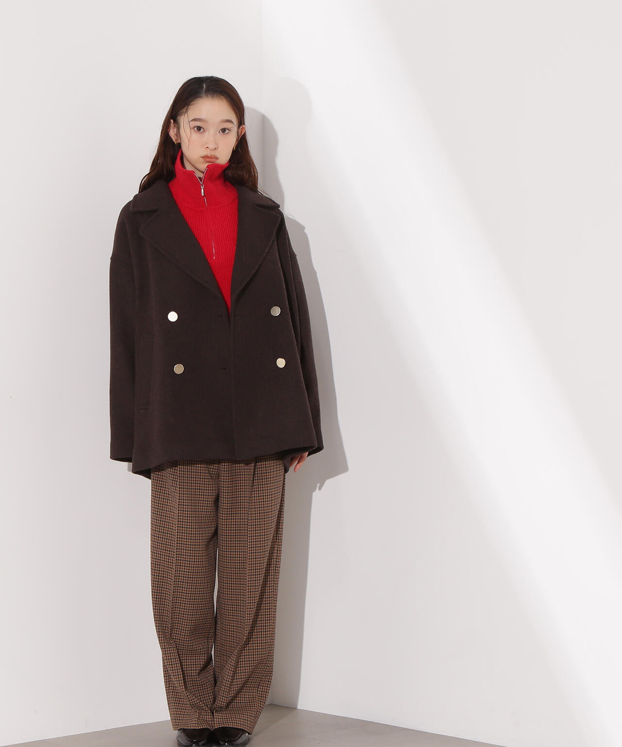 ミドルPコート《ブラウン×ゴールドボタン：LUMINE・LUCUA・official site限定》