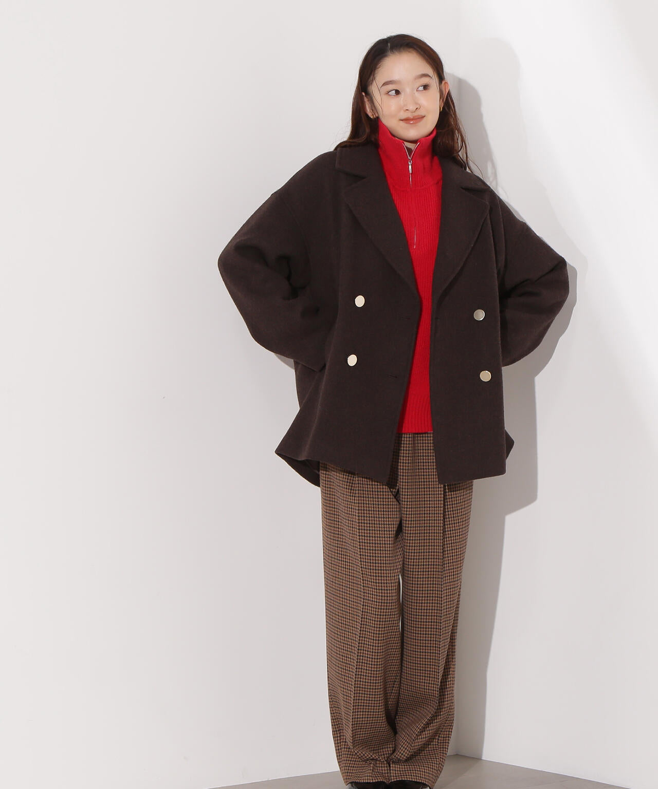 ミドルPコート《ブラウン×ゴールドボタン：LUMINE・LUCUA・official site限定》