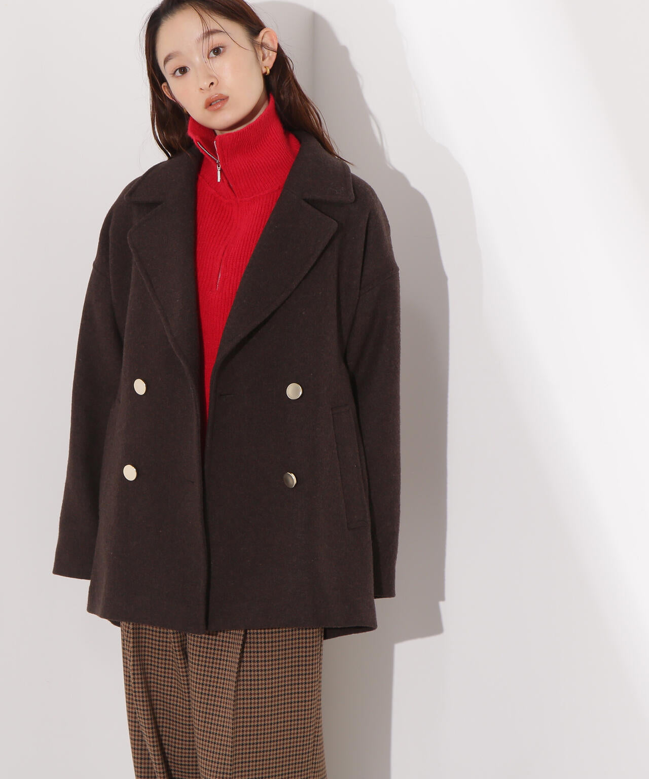 ミドルPコート《ブラウン×ゴールドボタン：LUMINE・LUCUA・official site限定》