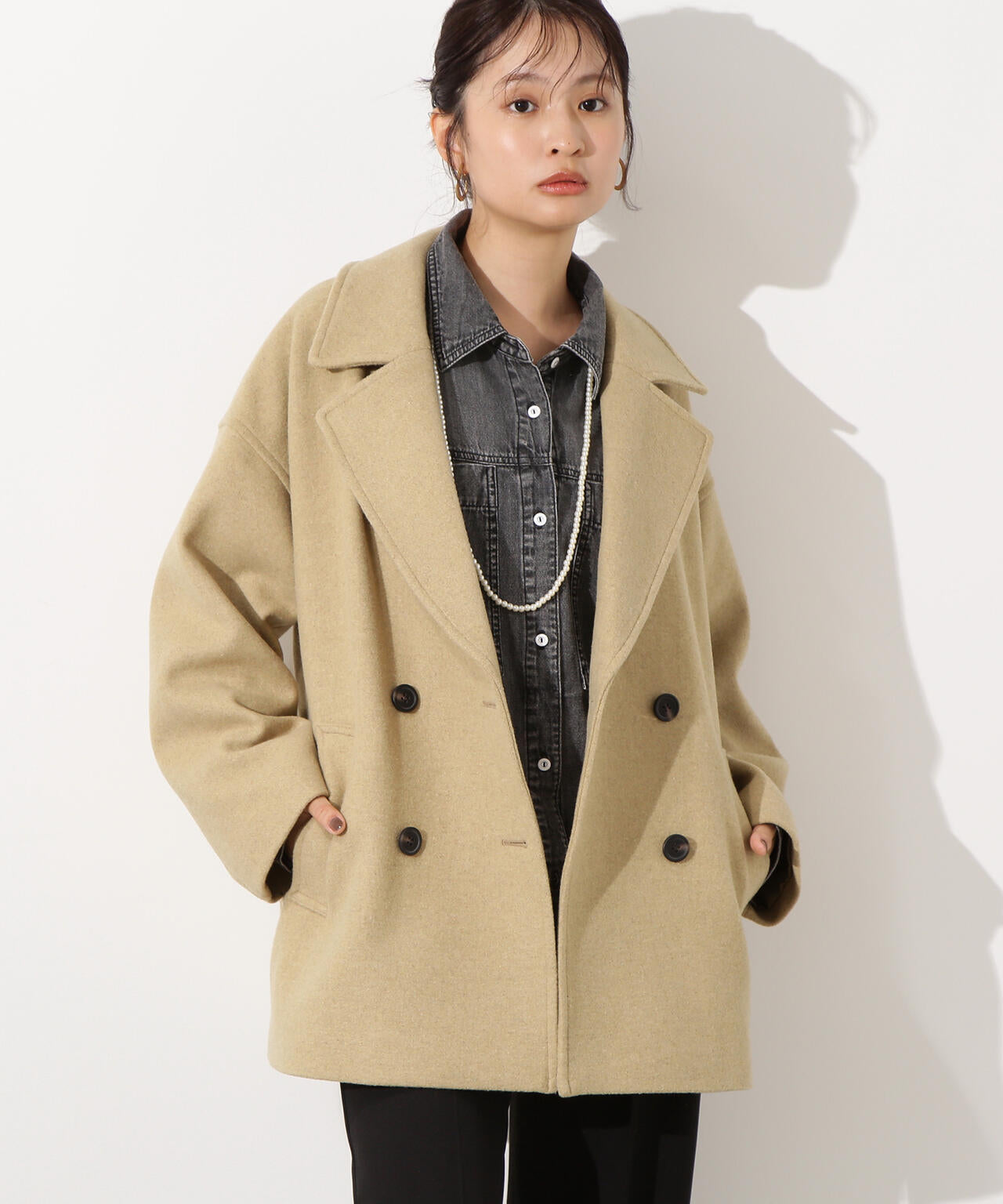 ミドルPコート《ブラウン×ゴールドボタン：LUMINE・LUCUA・official site限定》