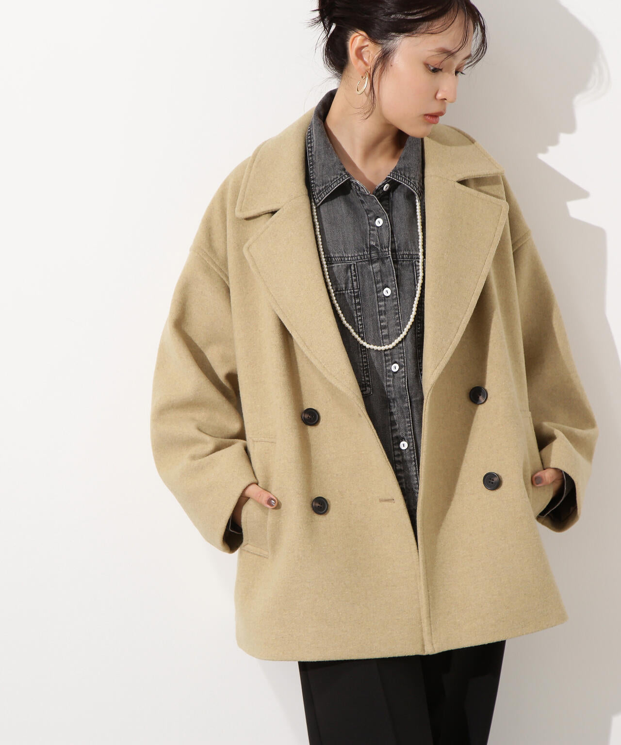 ミドルPコート《ブラウン×ゴールドボタン：LUMINE・LUCUA・official site限定》