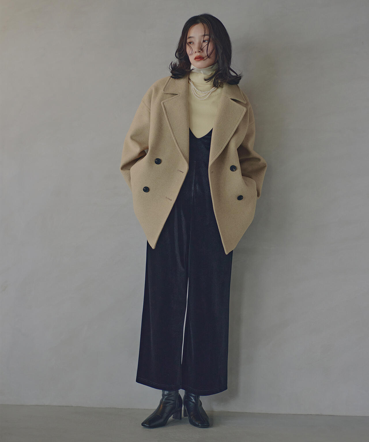 ミドルPコート《ブラウン×ゴールドボタン：LUMINE・LUCUA・official