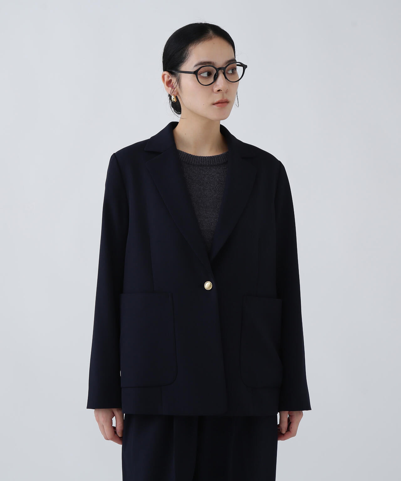 新品未使用 the highlights ブラックネイビー テーラードジャケット COMME CA ISM ジャケット テーラードジャケット 「セットアップ対応