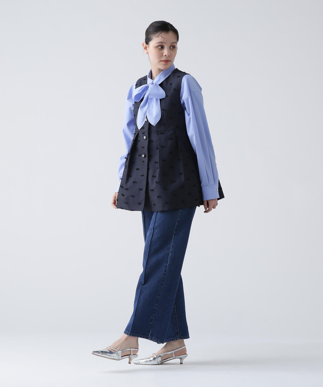 365好きを着て気分が高まる】 リボンジャガードジレ | NAVYNAVY