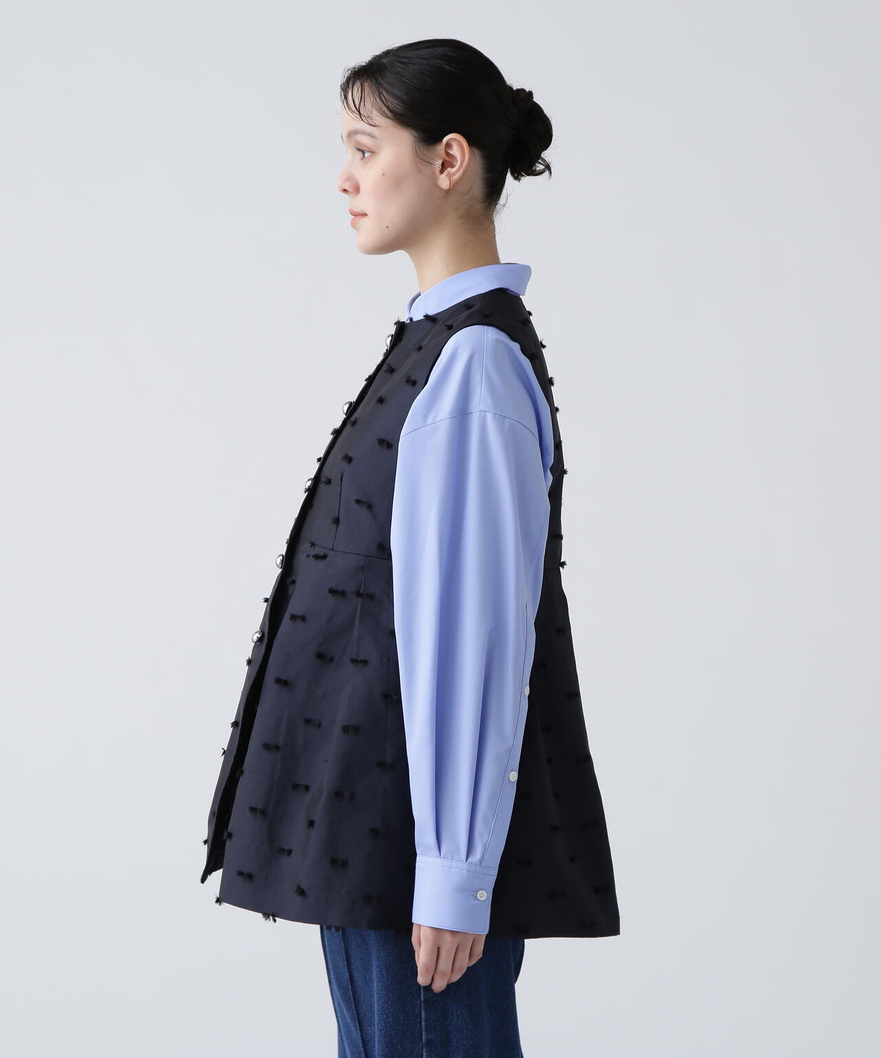 【365好きを着て気分が高まる】 リボンジャガードジレ