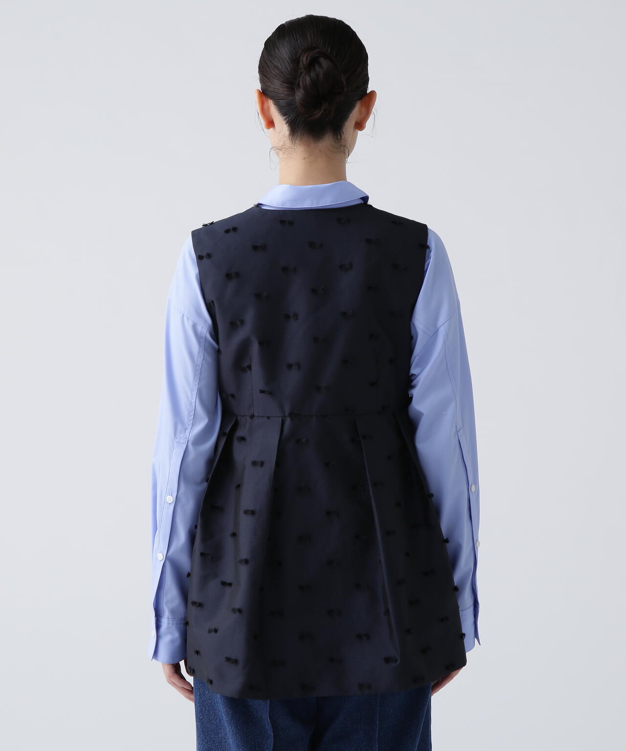 【365好きを着て気分が高まる】 リボンジャガードジレ