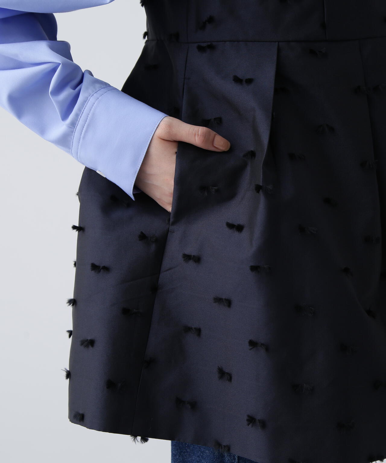 【365好きを着て気分が高まる】 リボンジャガードジレ