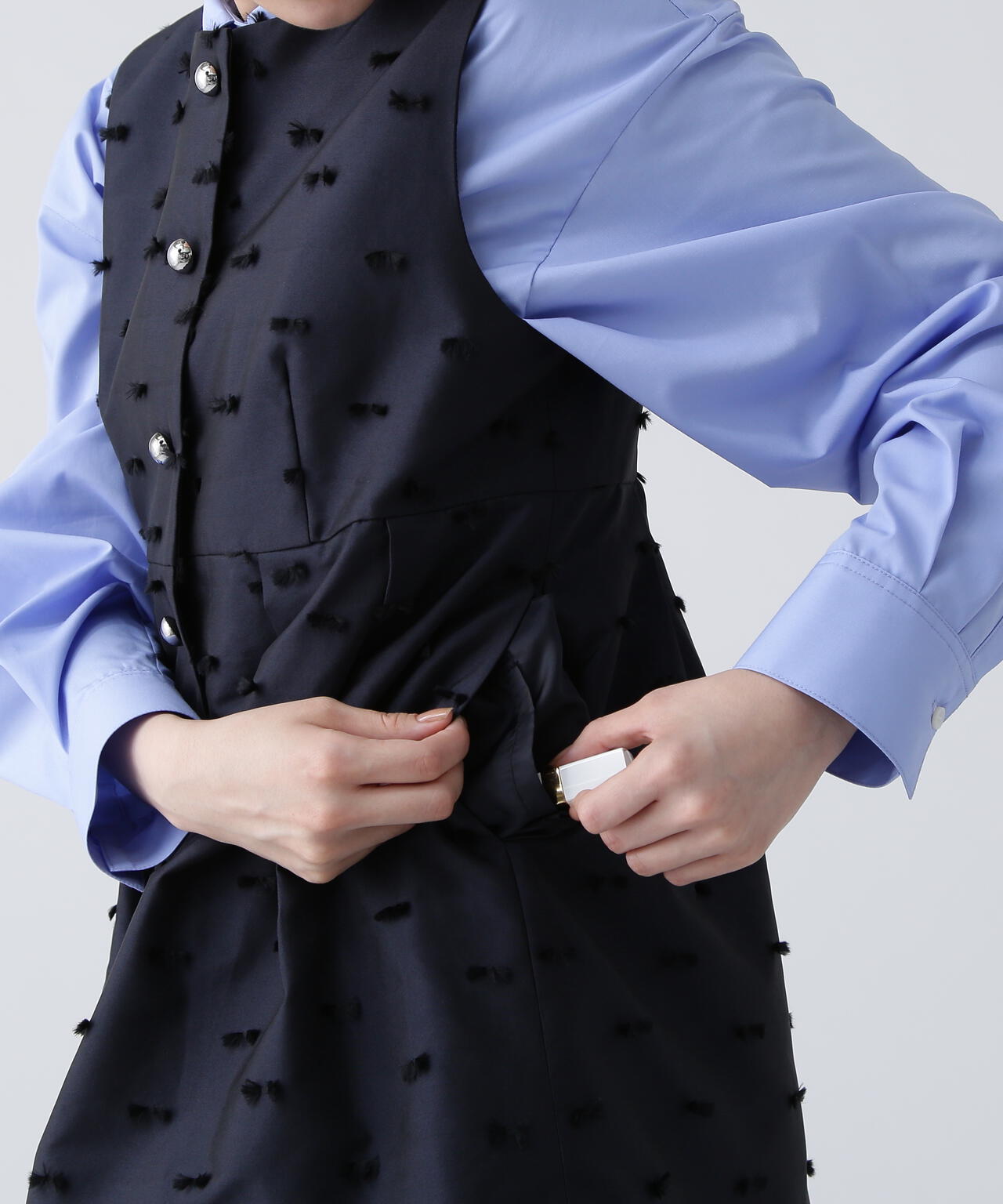 【365好きを着て気分が高まる】 リボンジャガードジレ