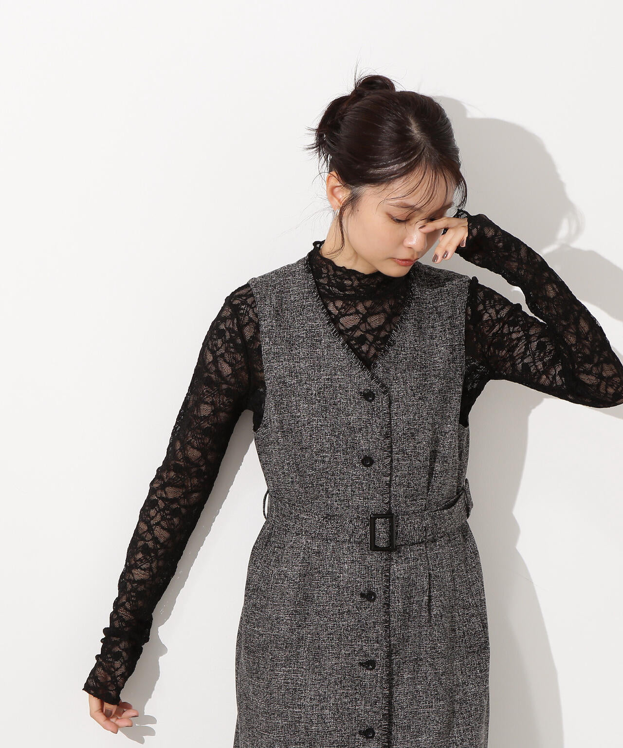 【岸本セシルさん着用】レースハイネックカットソー