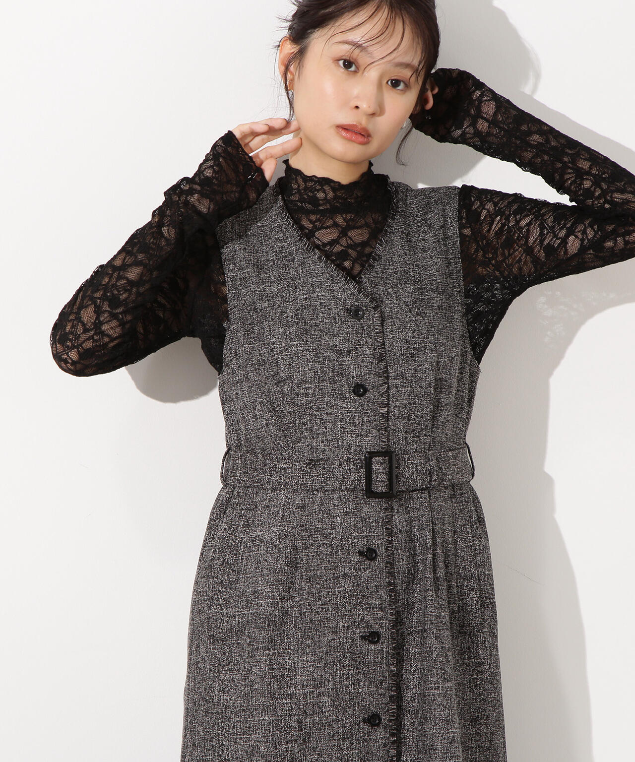 【岸本セシルさん着用】レースハイネックカットソー