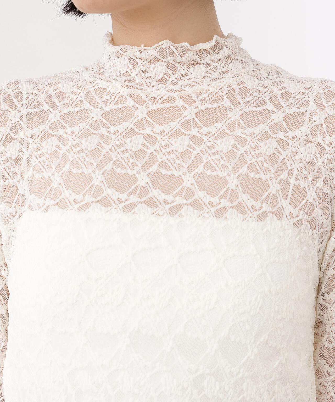 【岸本セシルさん着用】レースハイネックカットソー