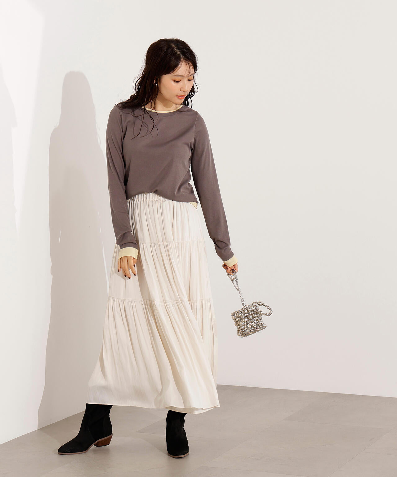 ベージュ シアーオーバーレイ トップス 小室安未さん着用】シアーレイヤードトップス | N. Natural Beauty