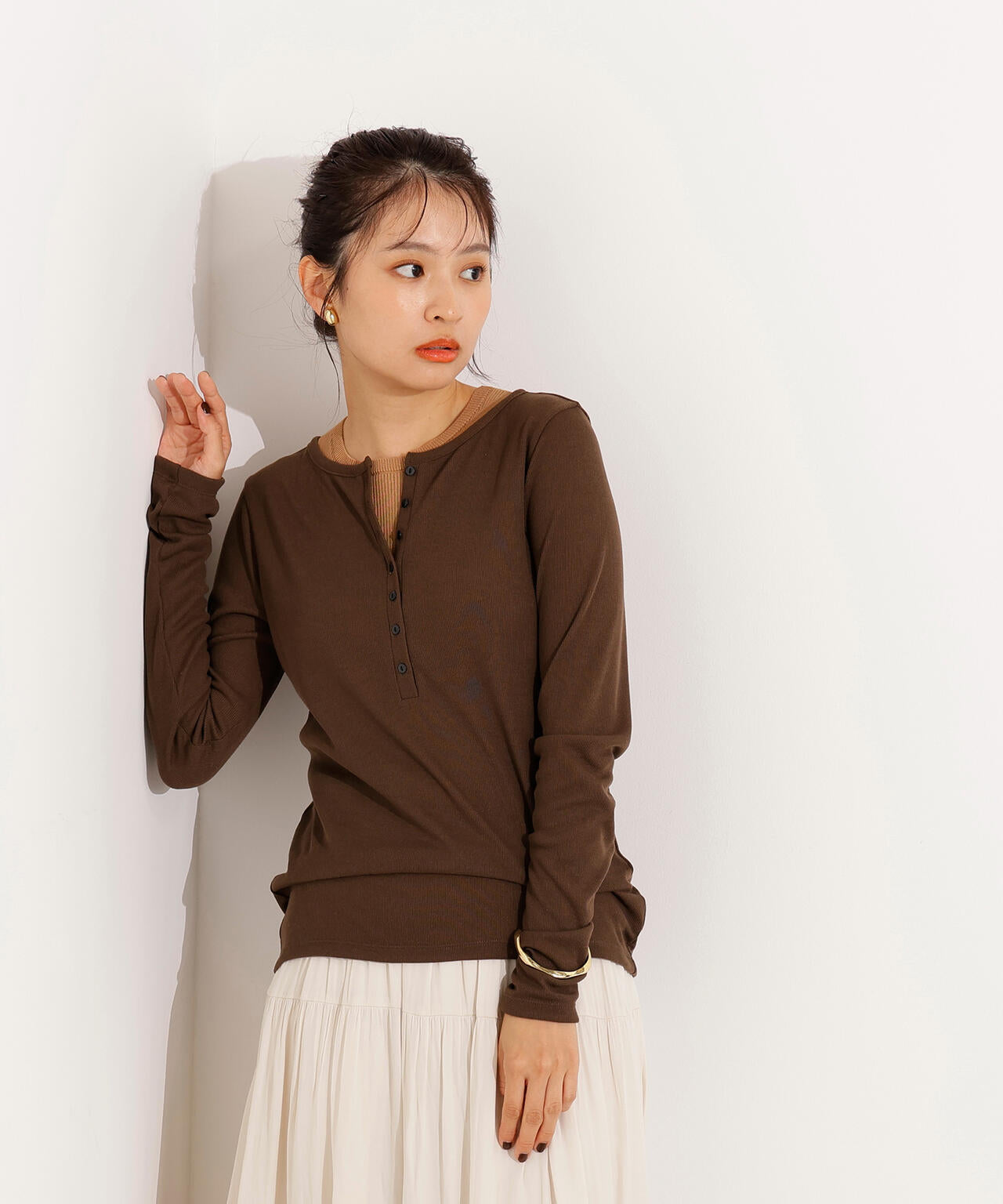 ヘンリーネックシアーカットソー