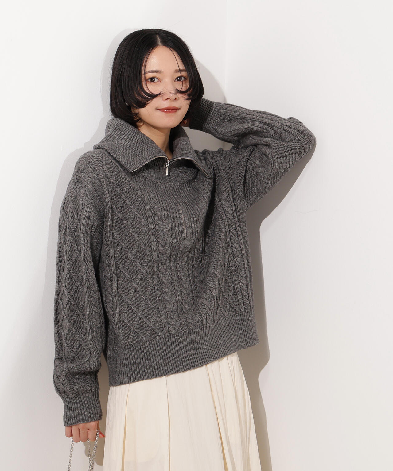 ハーフジップケーブルニット | N. Natural Beauty Basic*（エヌ