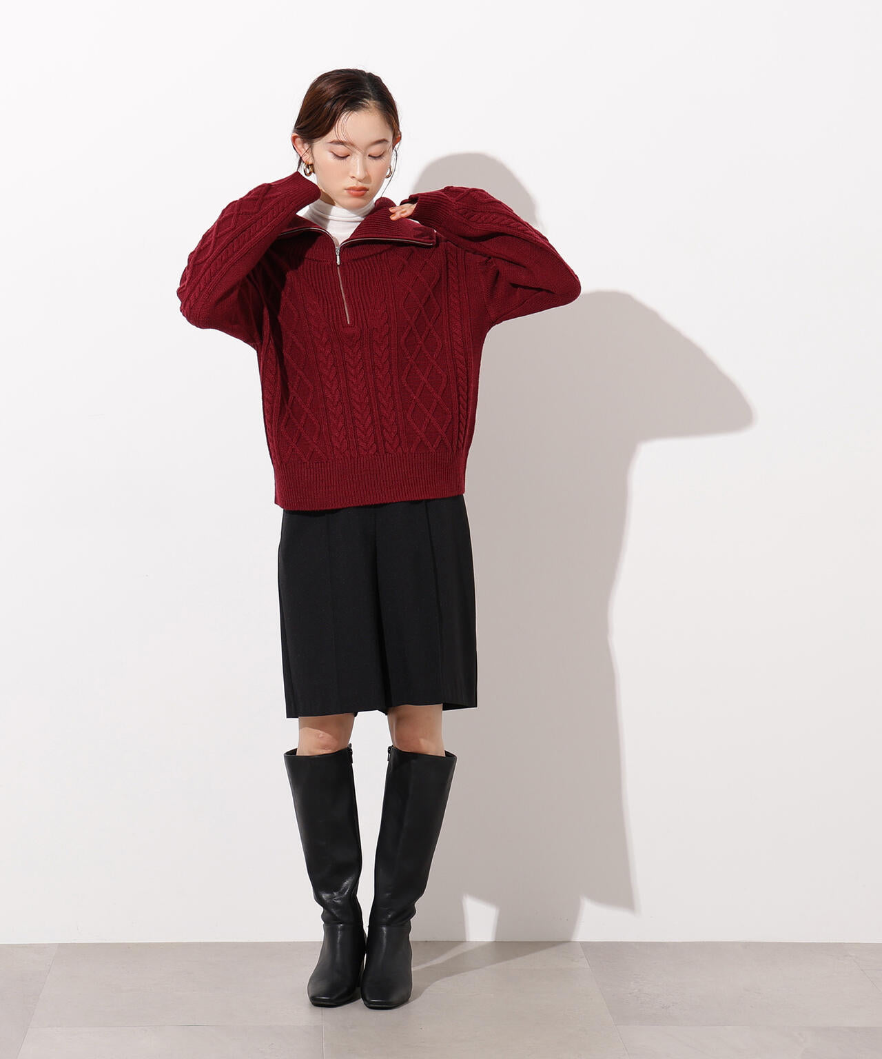 ハーフジップケーブルニット | N. Natural Beauty Basic*（エヌ