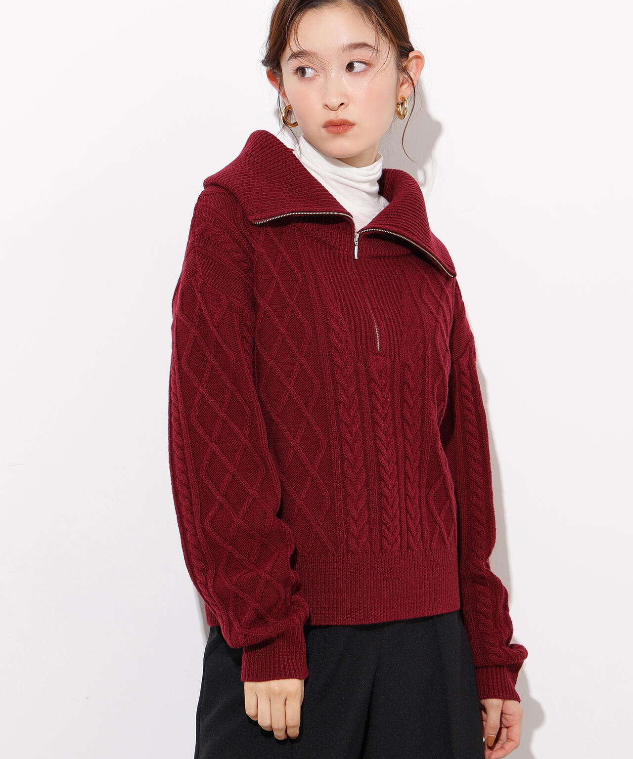 ハーフジップケーブルニット | N. Natural Beauty Basic*（エヌ