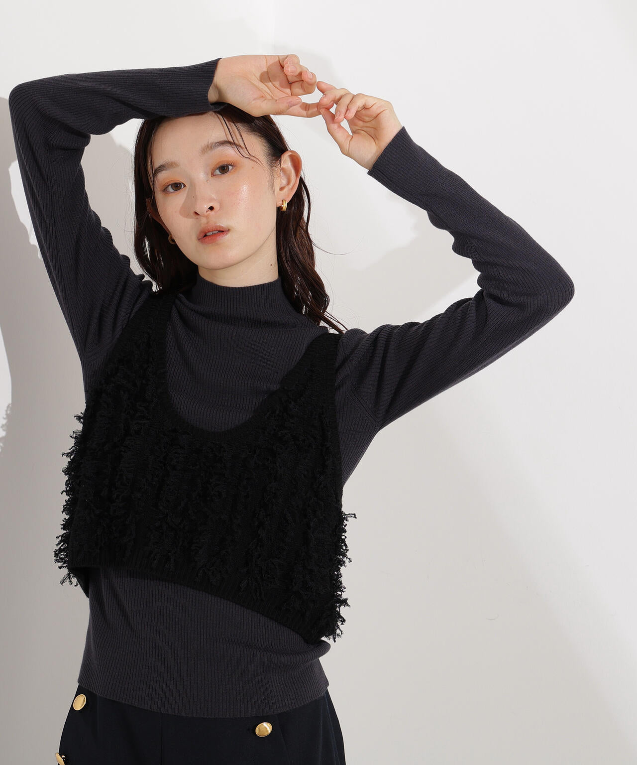 フリンジニットベストセット