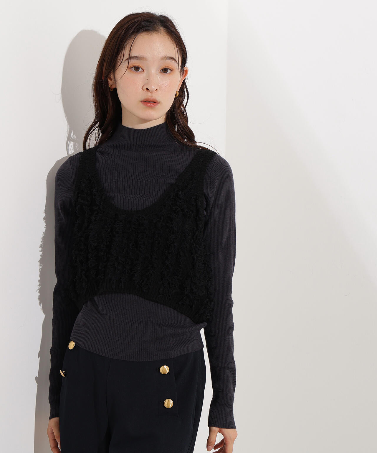 フリンジニットベストセット