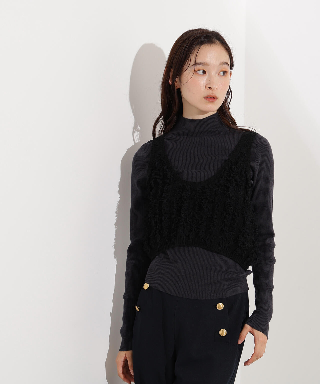 フリンジニットベストセット