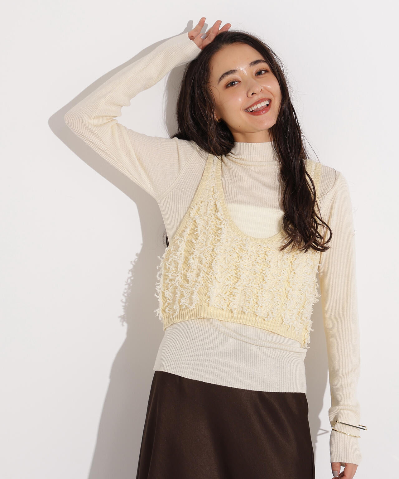 フリンジニットベストセット