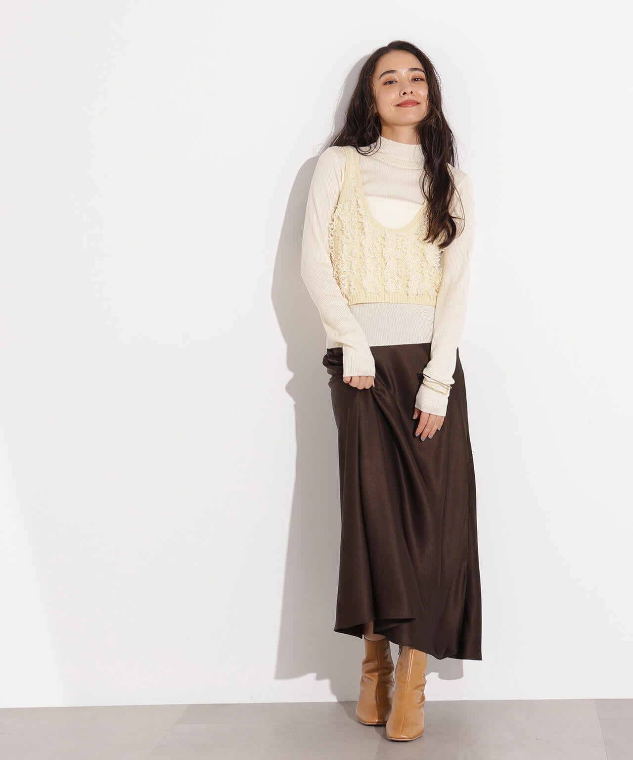 フリンジニットベストセット