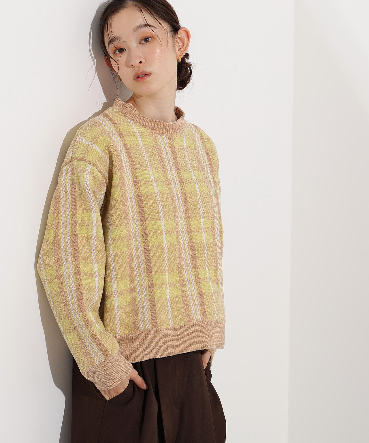 モールチェックニット