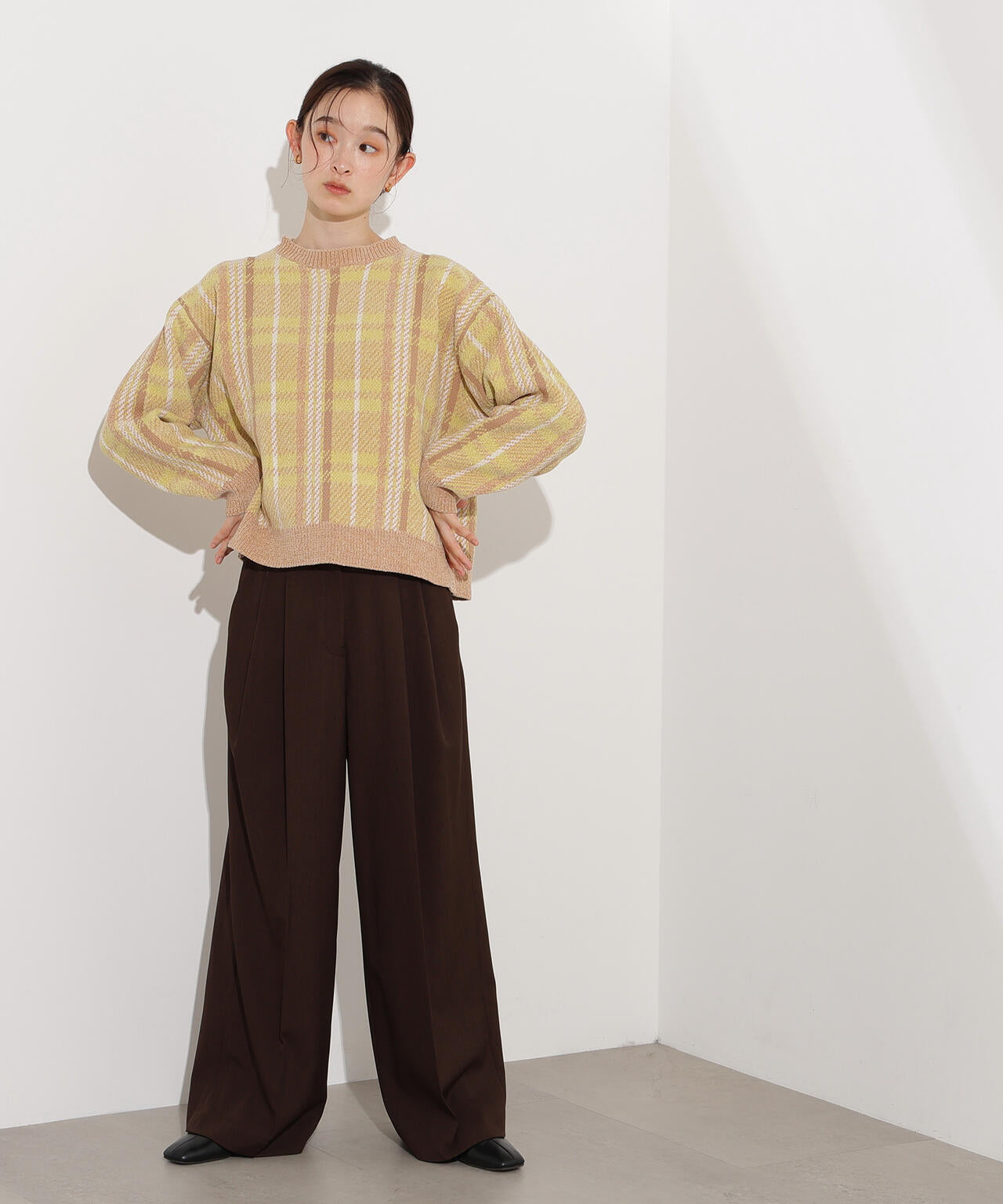 モールチェックニット