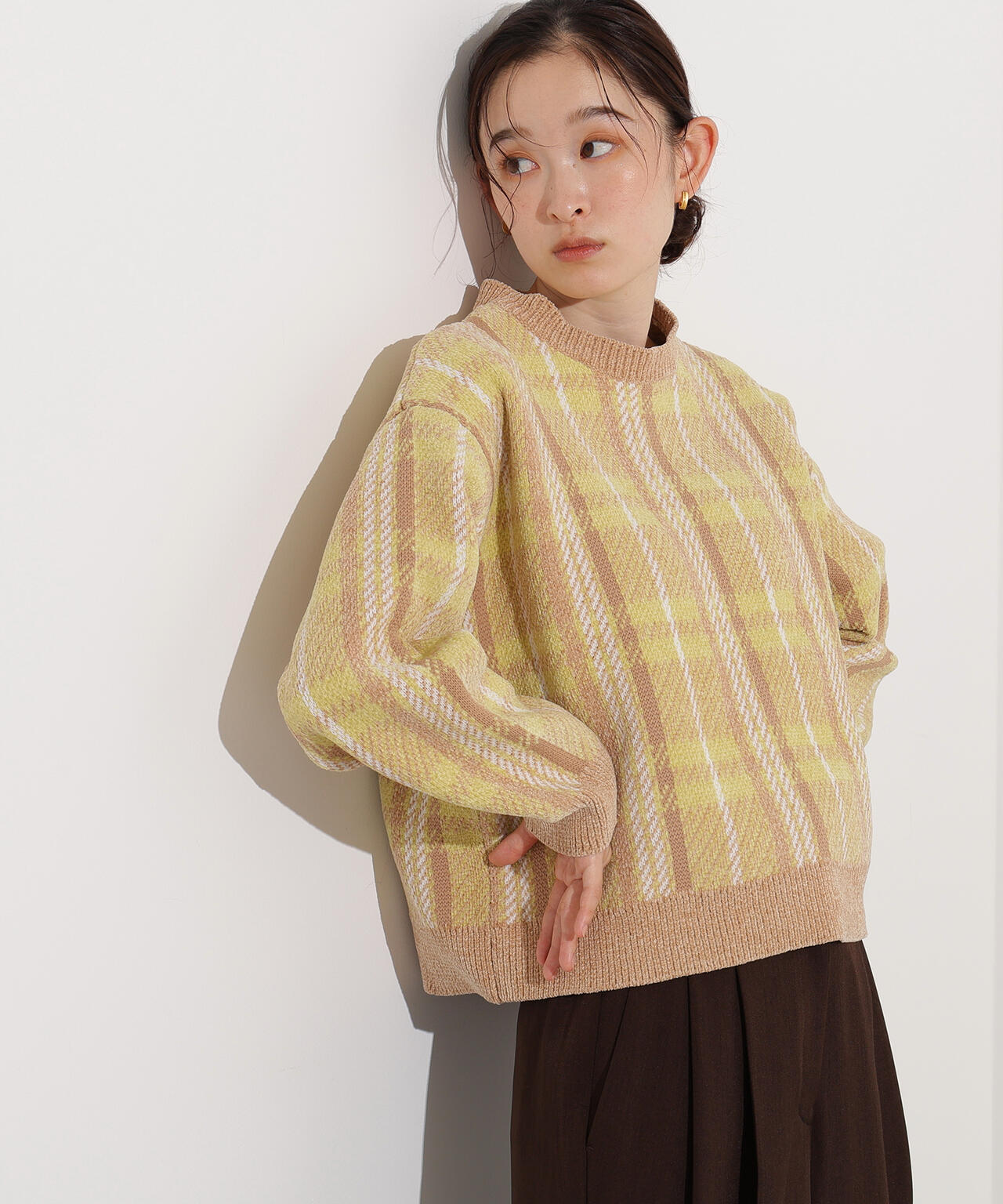 モールチェックニット