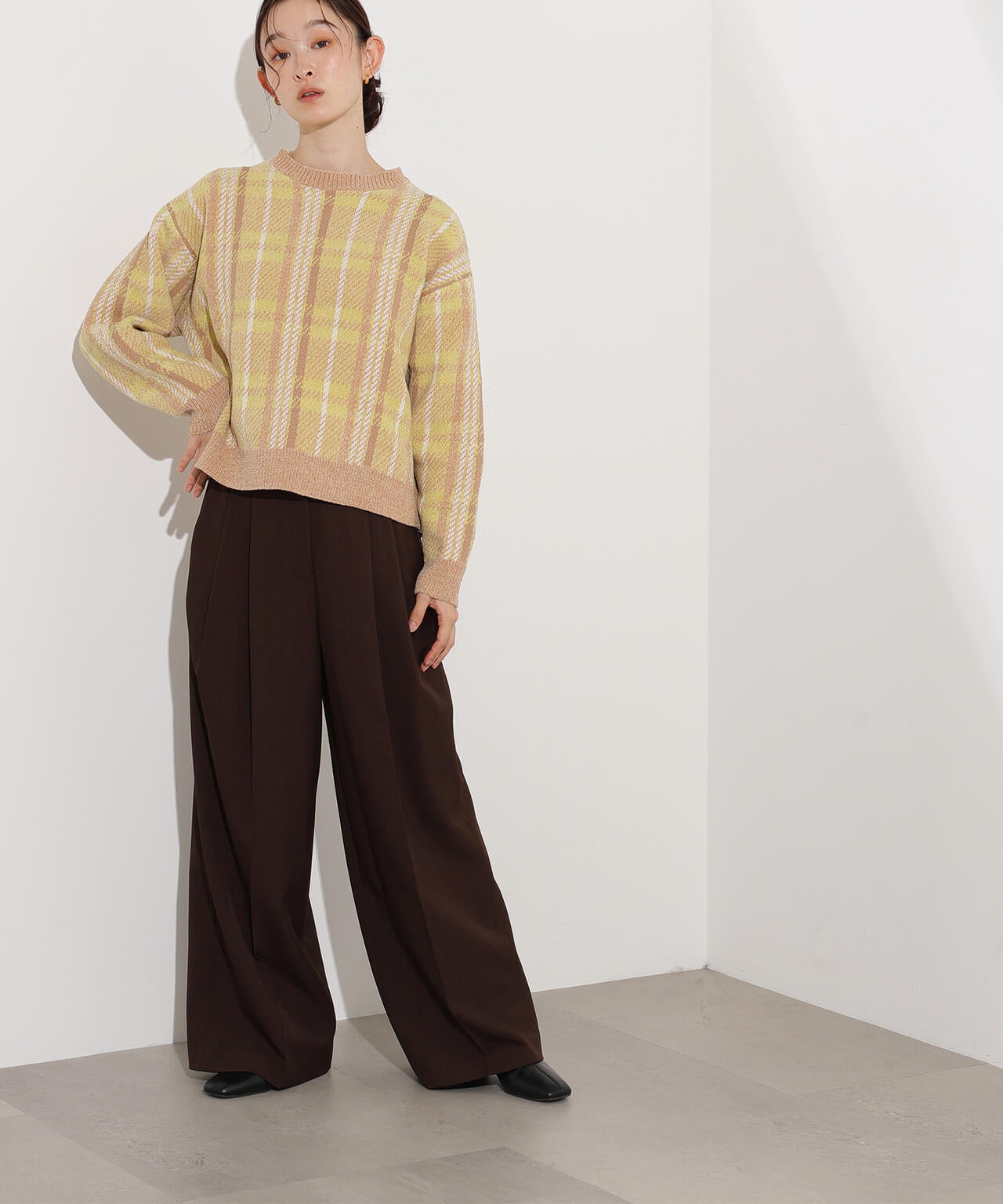 モールチェックニット