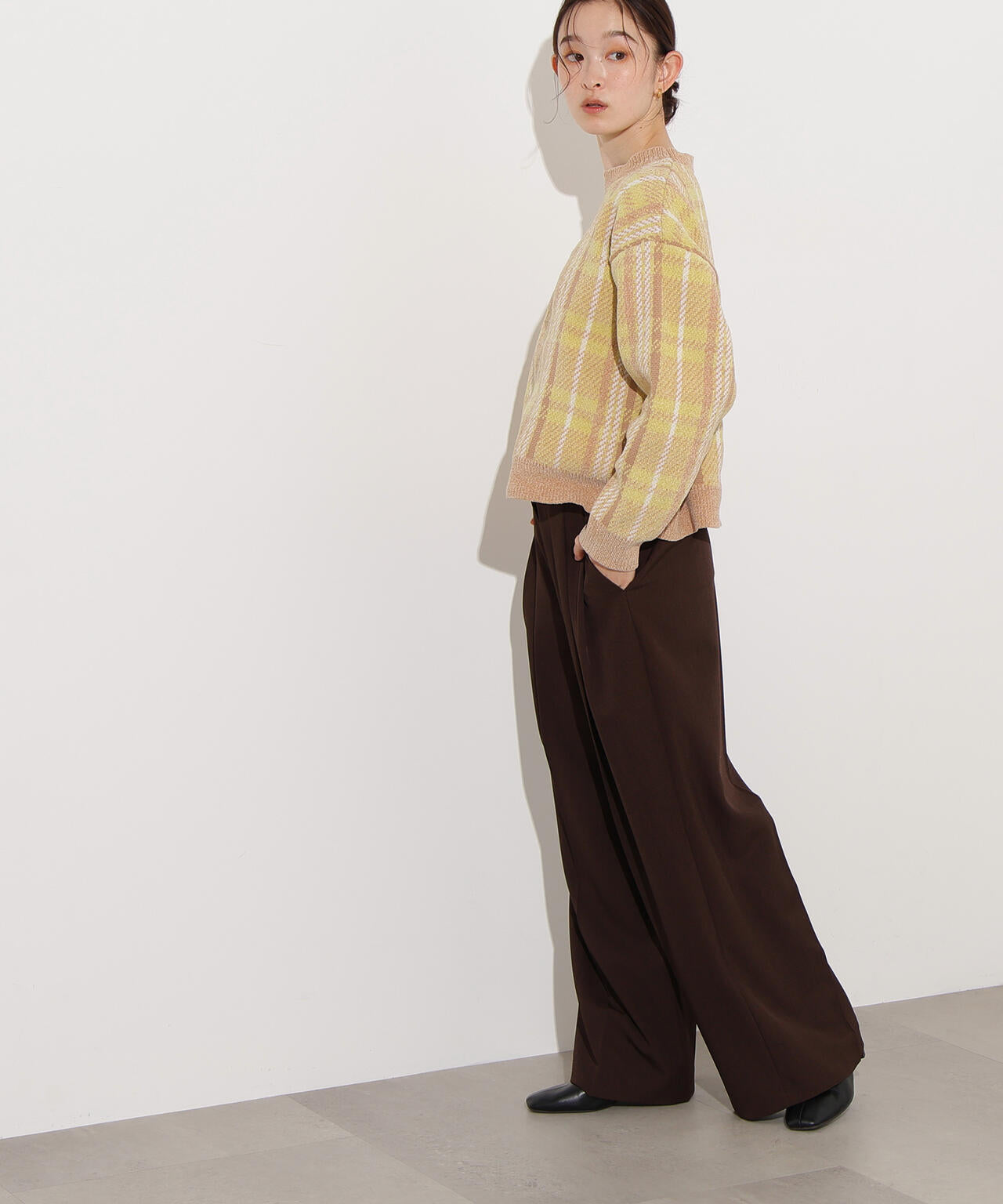 モールチェックニット