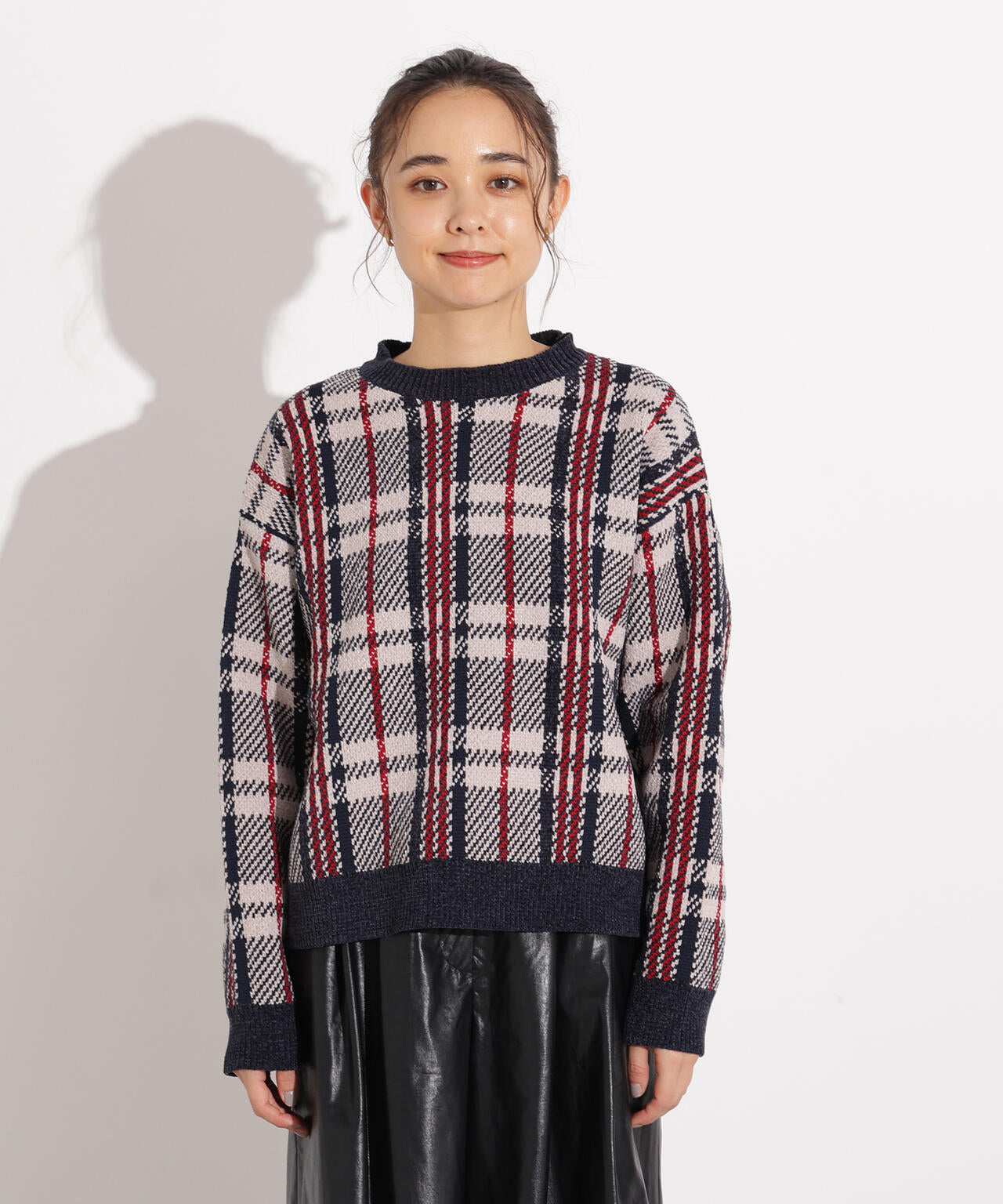 モールチェックニット