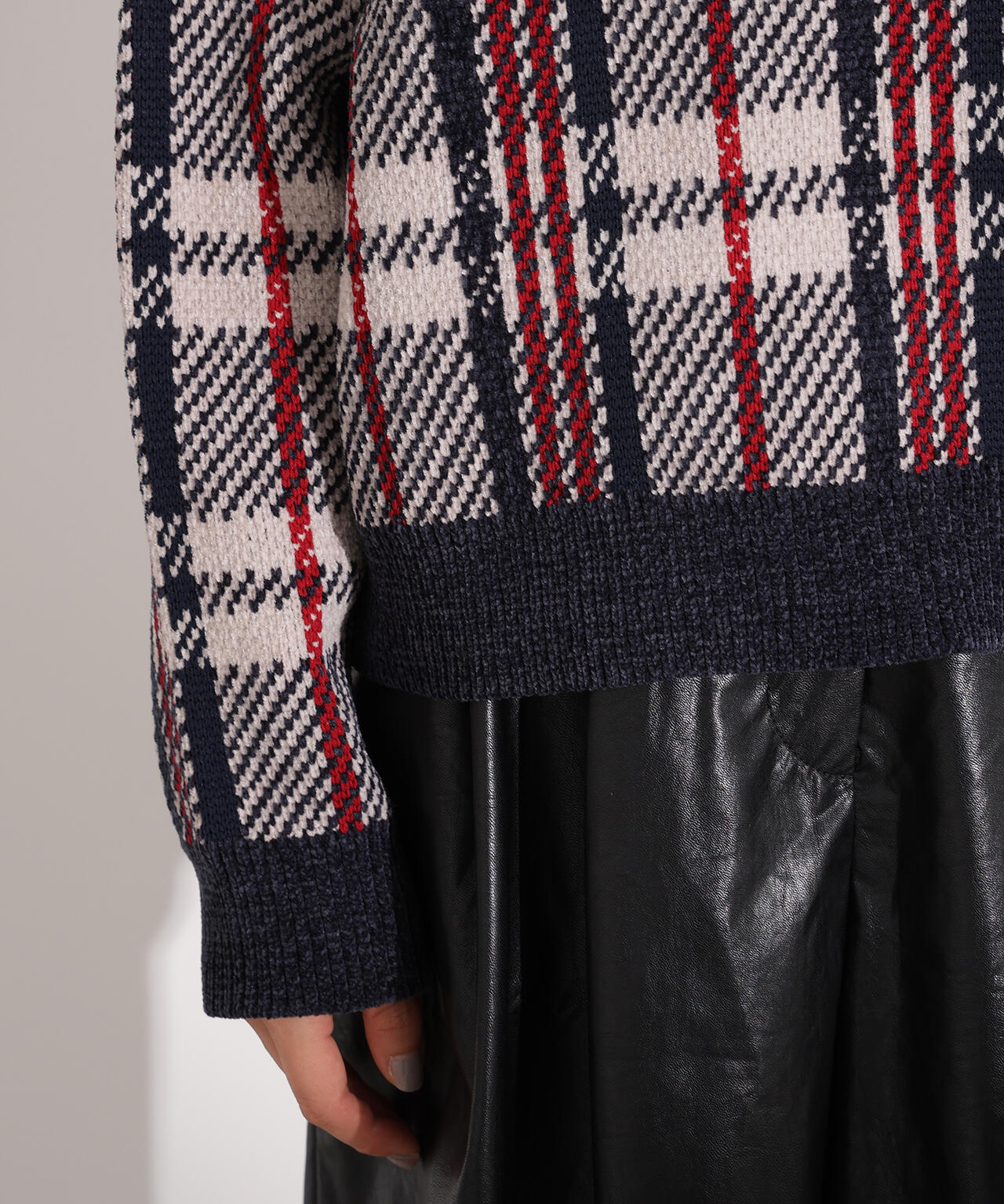 モールチェックニット