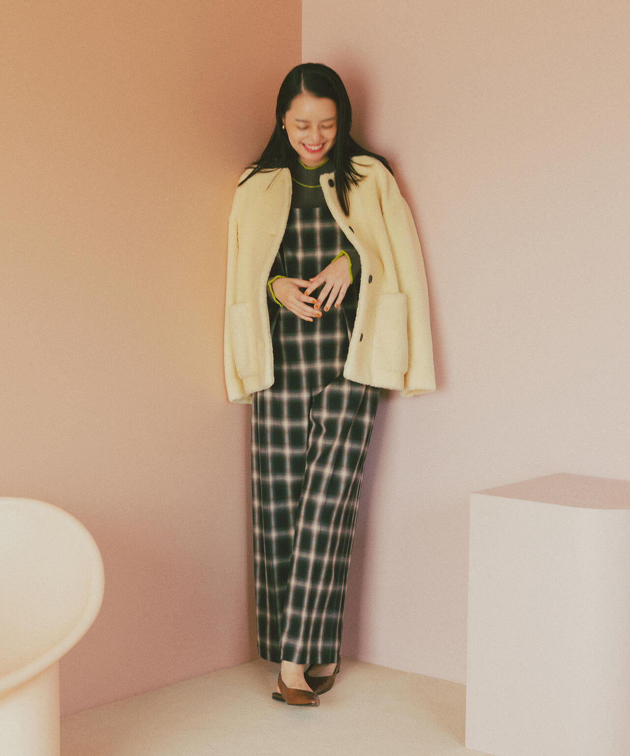 【岸本セシルさん着用】ラインモックネックニット