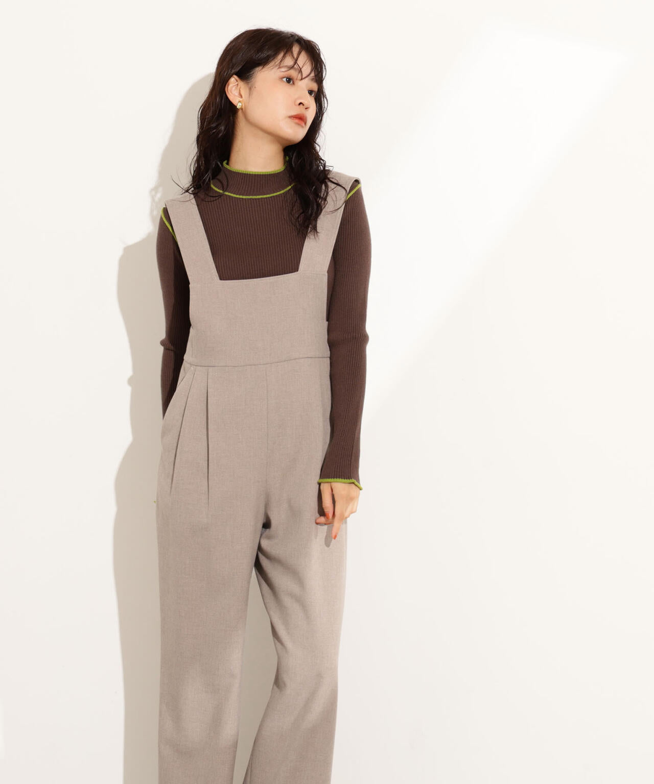 【岸本セシルさん着用】ラインモックネックニット