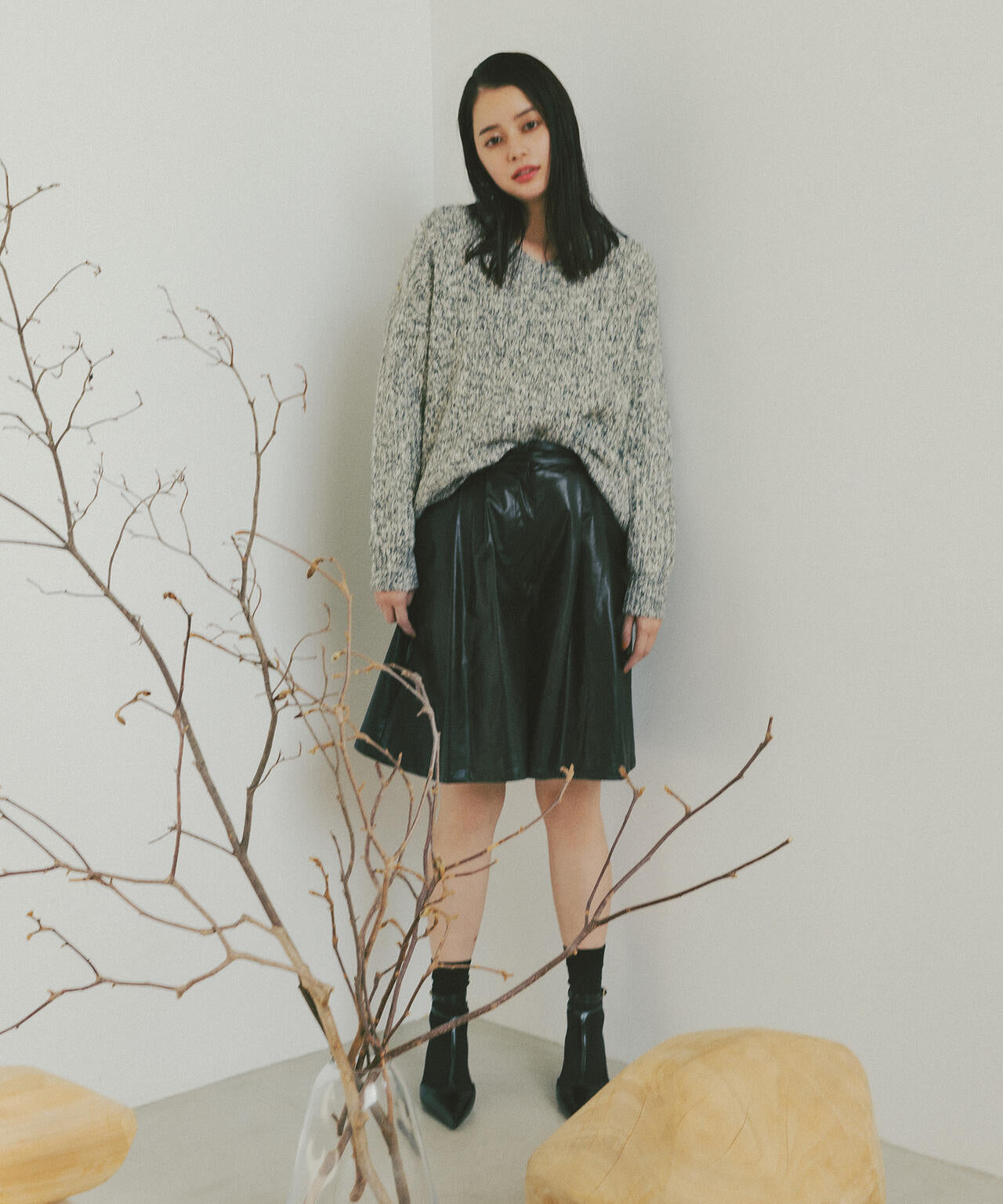 岸本セシルさん着用】メランジVネックニット | N. Natural Beauty