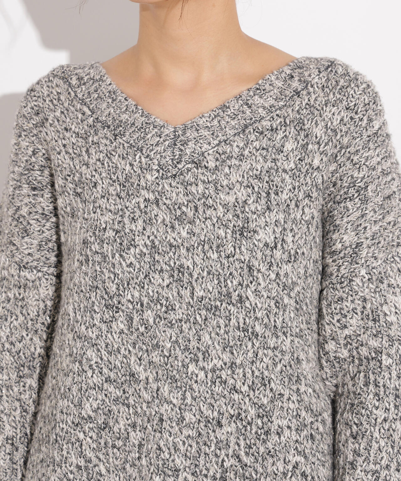 【岸本セシルさん着用】メランジVネックニット