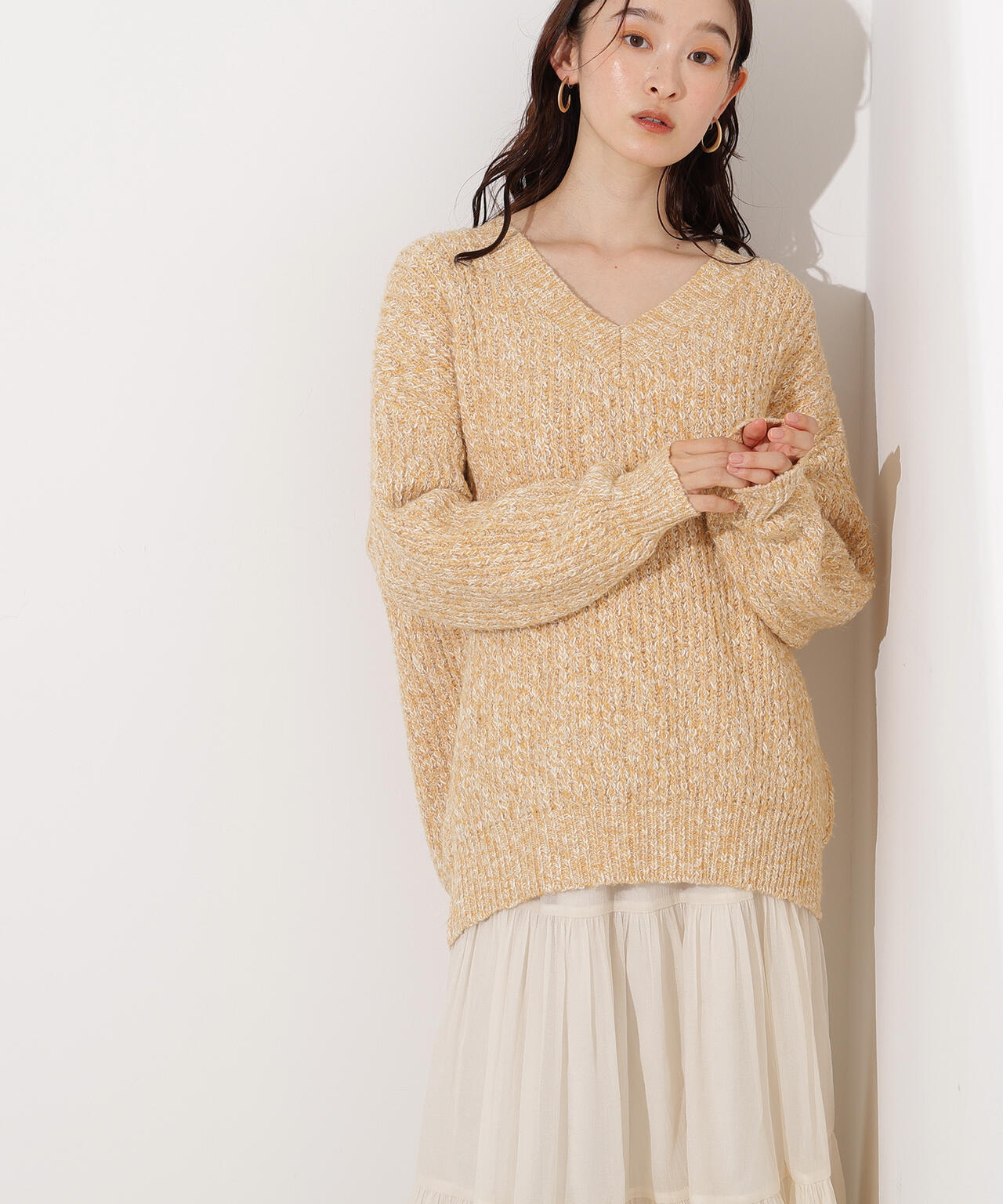 【岸本セシルさん着用】メランジVネックニット