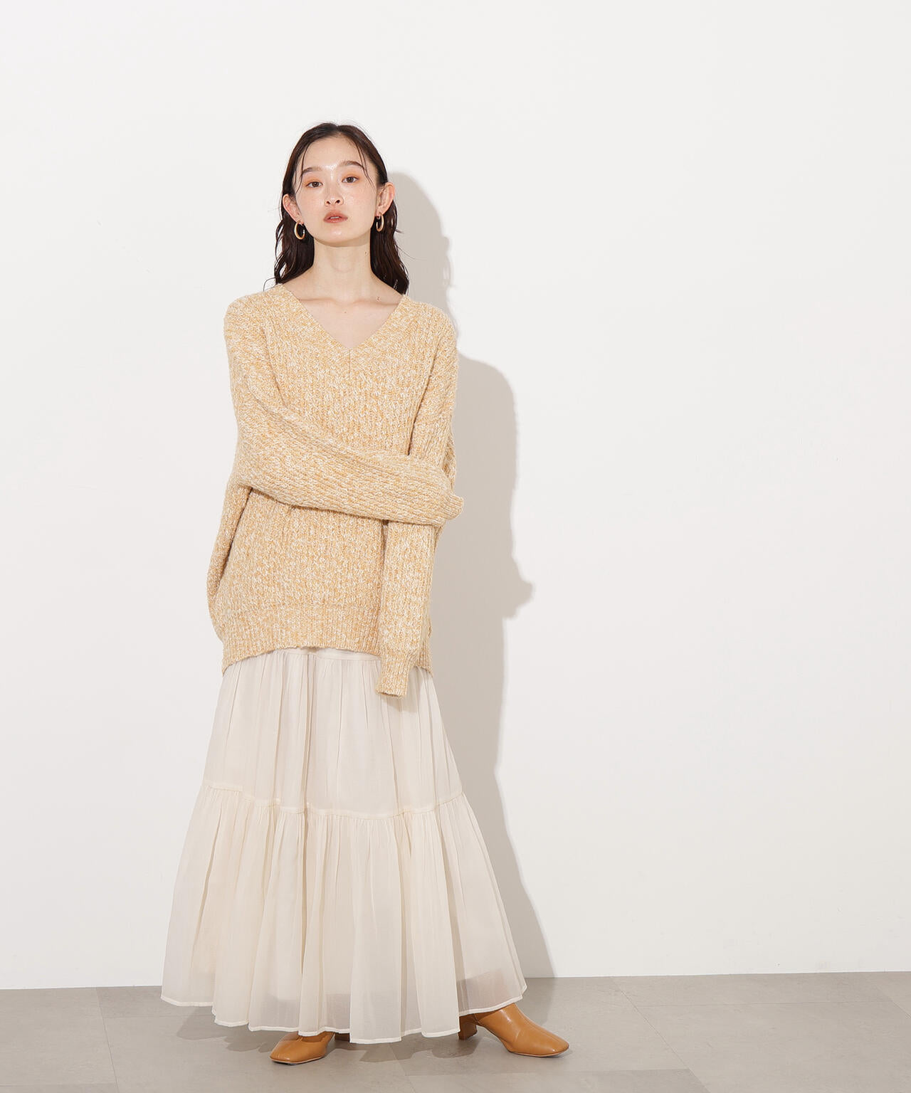 コンテシアーＶネックニット新品未使用 岸本セシルさん着用】メランジVネックニット | N. Natural Beauty