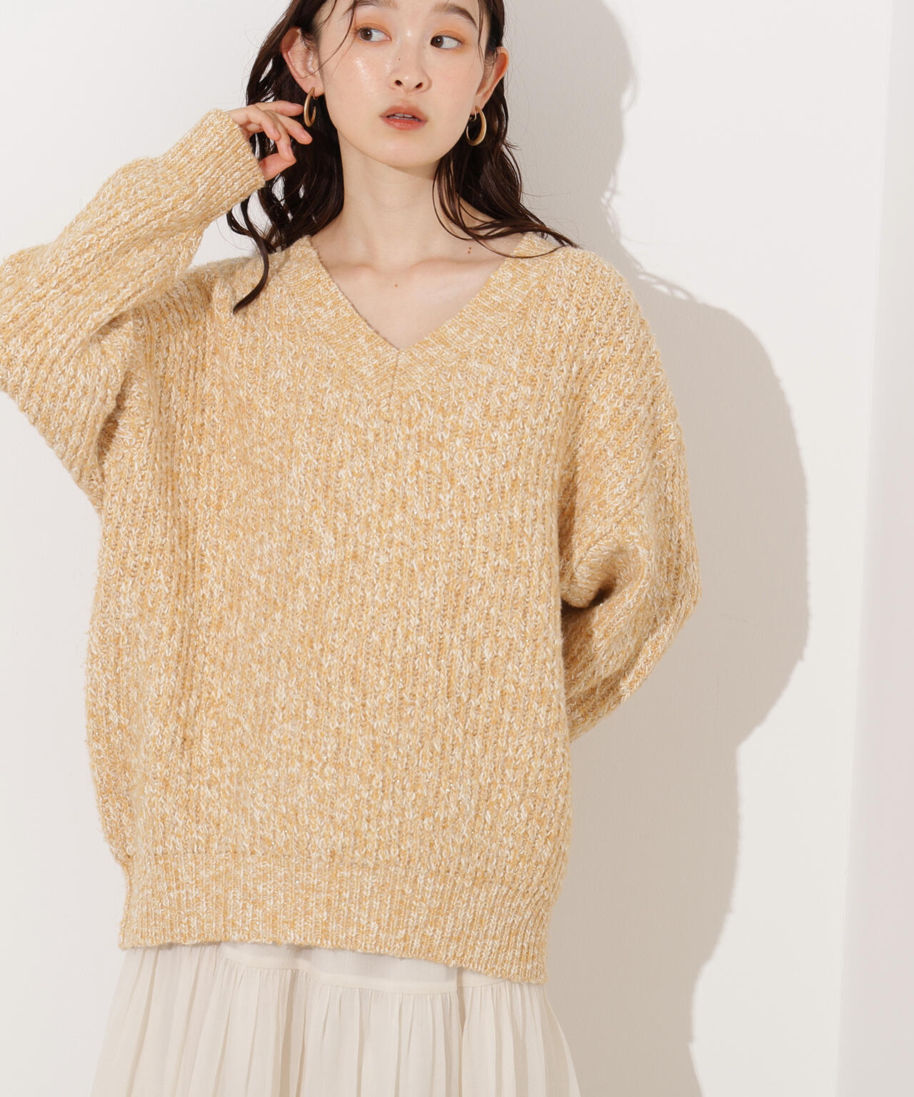 岸本セシルさん着用】メランジVネックニット | N. Natural Beauty