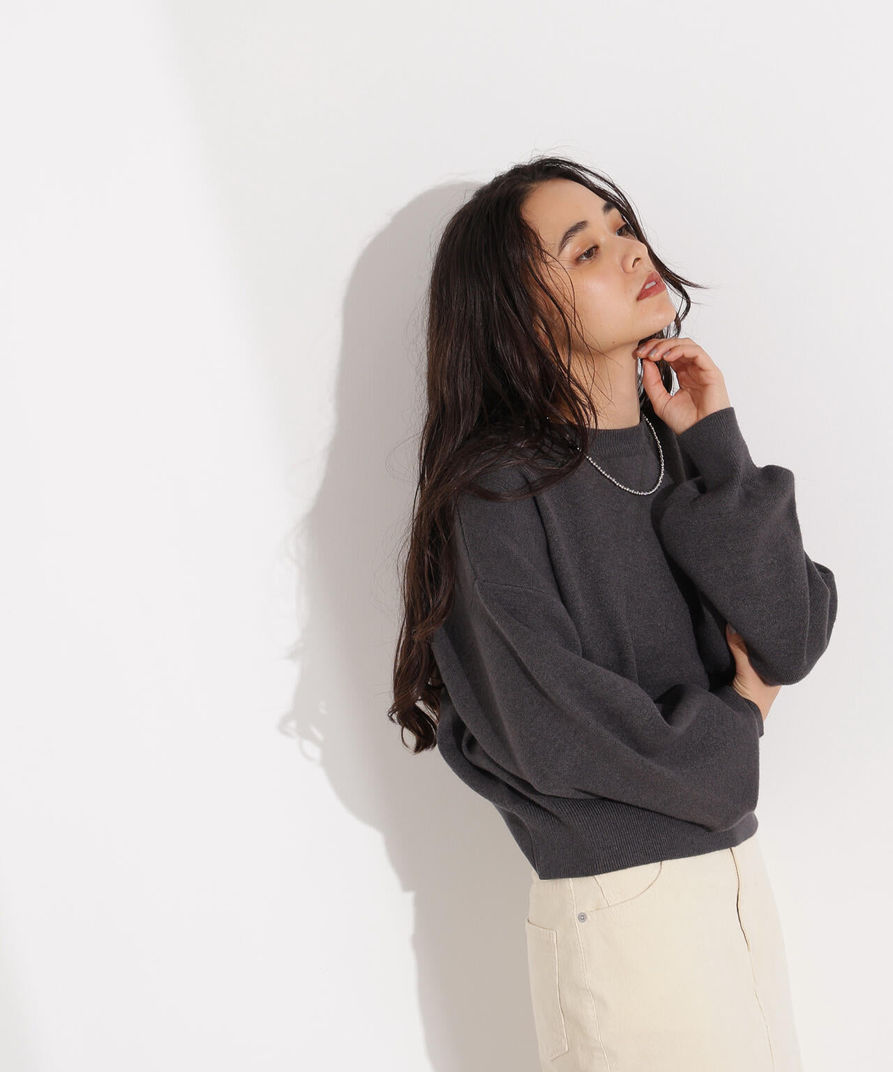 スウェットライクニットプルオーバー