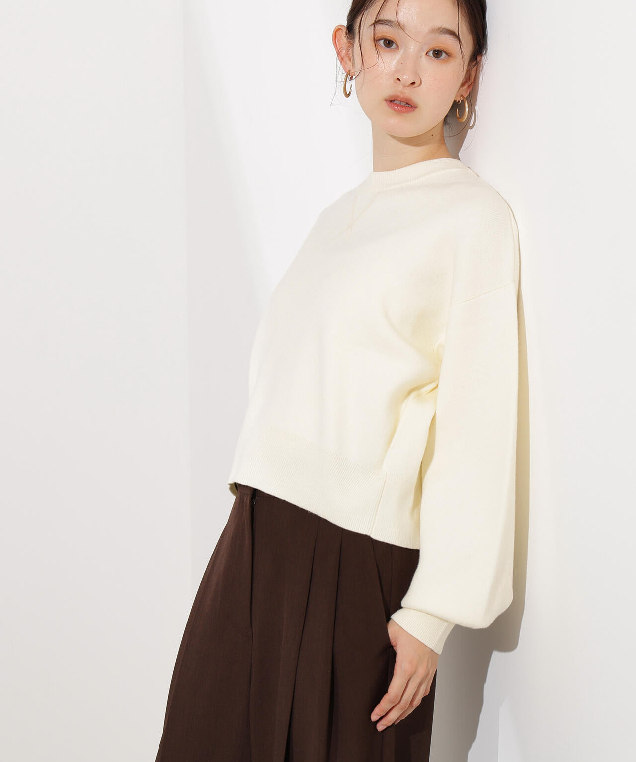 スウェットライクニットプルオーバー